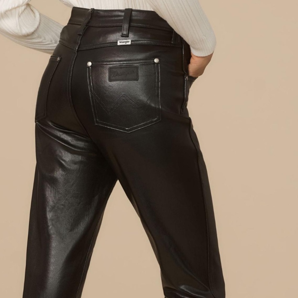 Black Leather Wrangler Jeans / Pants